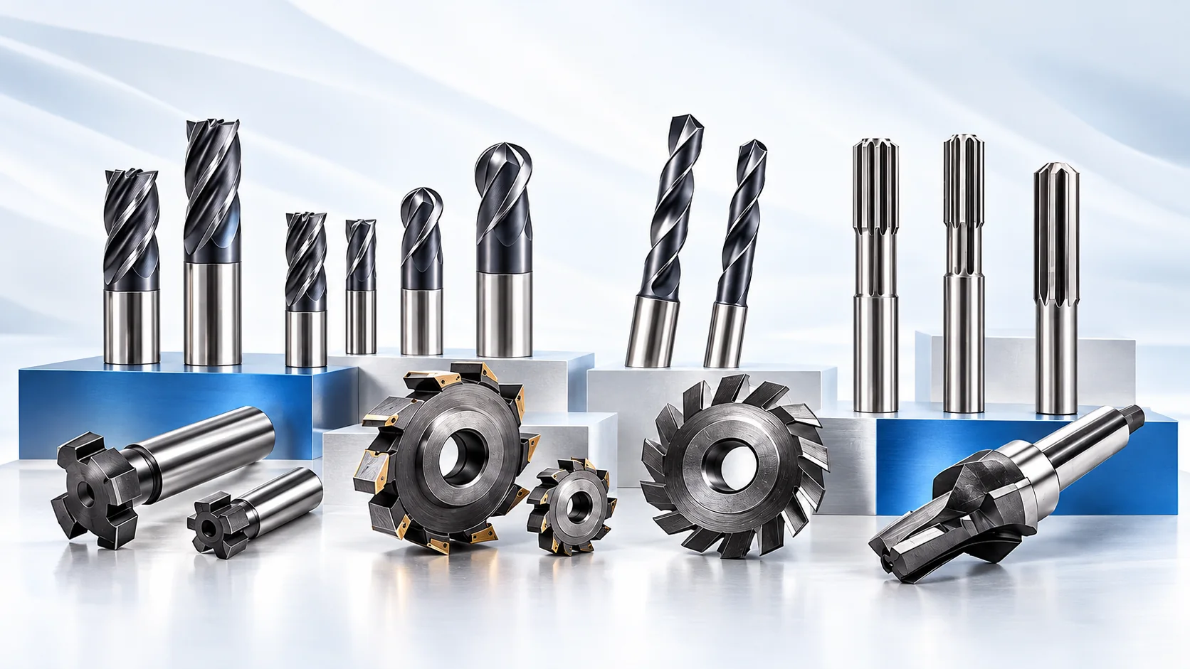 Illustrative arrangement of industrial cutting tools and cutters